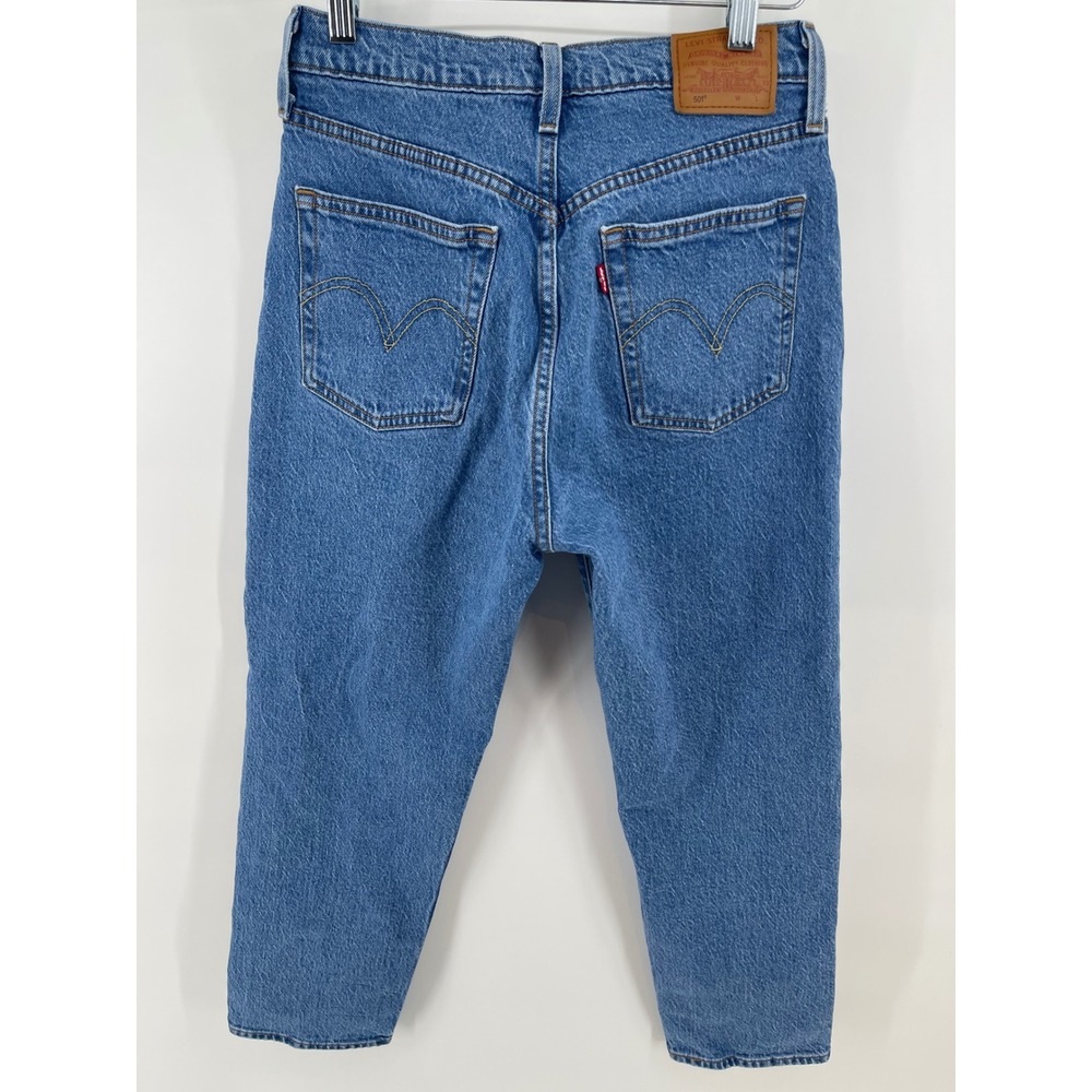 Levi's 501 Crop Jeans Women 28 Blue Excellent High Rise Button Fly Denim - Picture 6 of 8